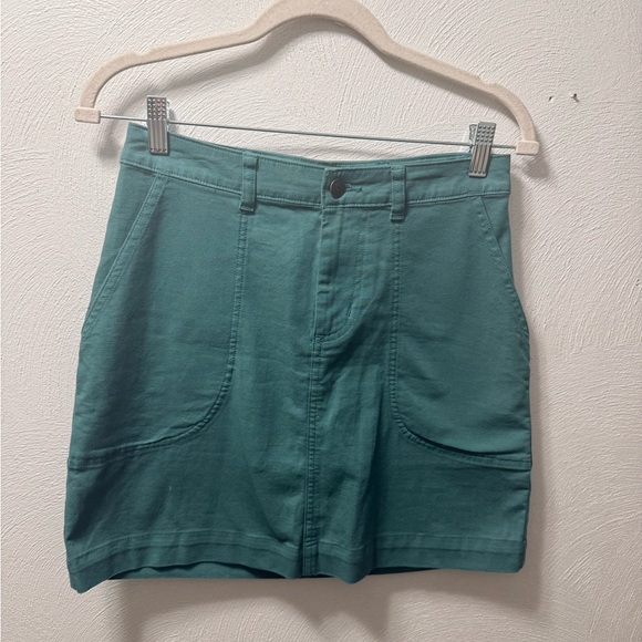 Patagonia Organic Cotton Utility Mini Skirt Teal Green Size 4 - Picture 2 of 6